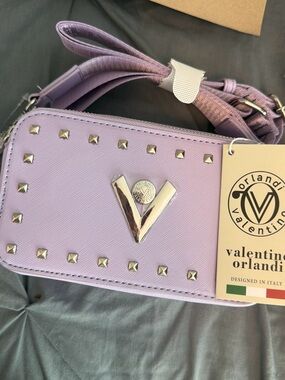Valentino Orlandi Lilac Studded Crossbody Bag